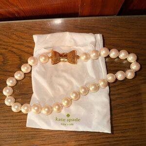 Kate Spade Gold Bow Pearl Necklace
